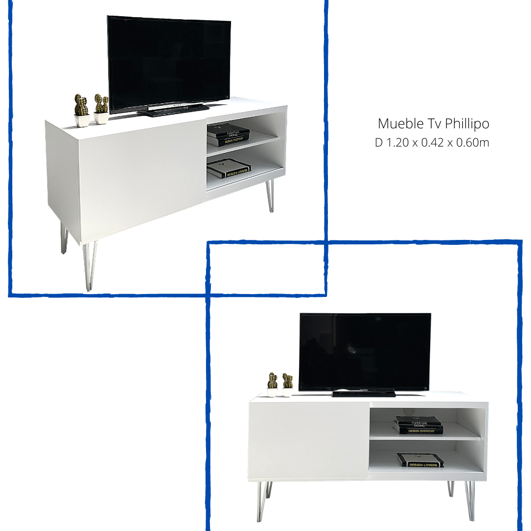 Conjunto mueble TV CASSANO blanco lacado y wengué 360 cm